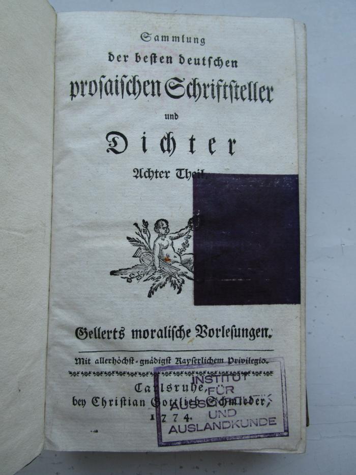 Sammlung der besten deutschen prosaischen Schriftsteller und Dichter (1774);- (Deutsches Auslandswissenschaftliches Institut (Berlin)), Schwärzung: ; '[...]'. 