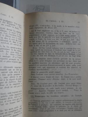  Grammaire francaise à l'usage des allemands (1882);- (unbekannt), Von Hand: Annotation. ;- (unbekannt;Fechheimer, Hedwig), Von Hand: Notiz; 'mit far à et l'artièlé'. 