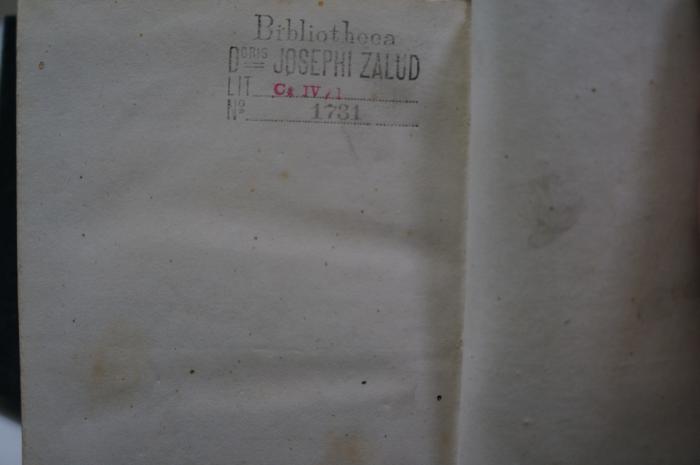 Asch1587 : ספר תהלים

 (1835);- (Bibliotheca Josephi Žalud), Stempel: Ortsangabe, Name, Signatur; 'Bibliotheca
D oris Josephi Žalud
Lit C IV/ I
No 1731'. 