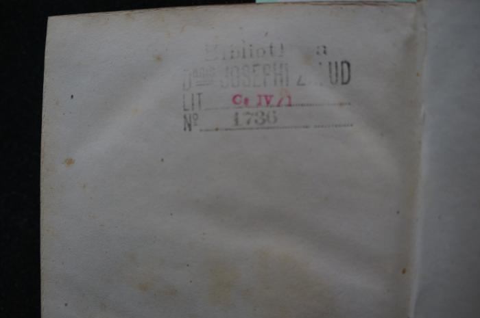 Asch1592 : ספר דברי הימים 

 (1836);- (Bibliotheca Josephi Žalud), Stempel: Ortsangabe, Name, Signatur; 'Bibliotheca
D oris Josephi Žalud
Lit C IV/ I
No 1736'. 