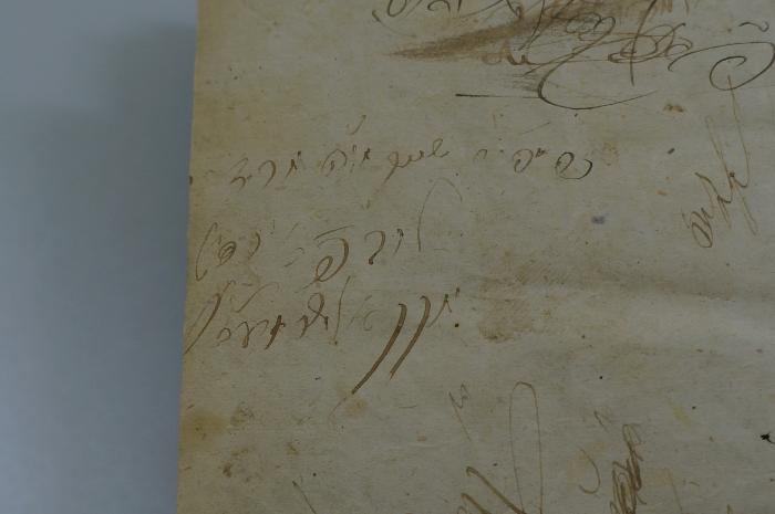 Asch1620 : פרקי אבות : עם ארבעה פרושי מגאוני ארץ

 (1860);- (Lev, Mordekhai), Von Hand: Name, Widmung; 'ש[...] שייך מו׳׳ה מרדחי
לוב פ׳׳א [רפיט
 [..]מק''ק אלשר[..]ע '. 