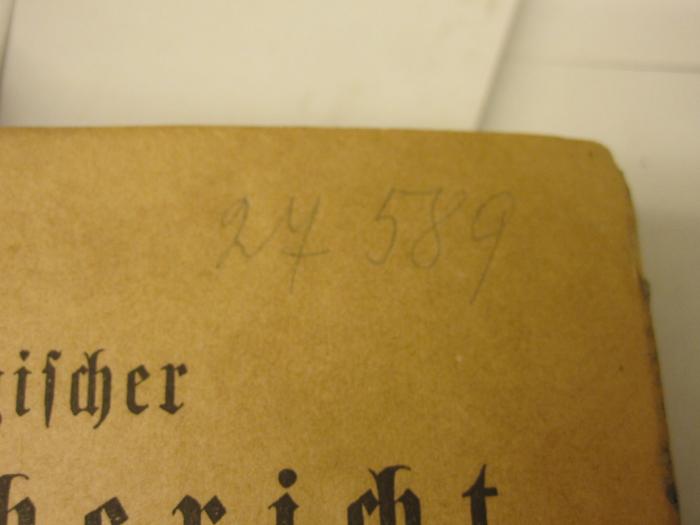  Pädagogischer Jahresbericht für die Volksschullehrer Deutschlands und der Schweiz (1866);-, Von Hand: Nummer; '27589'