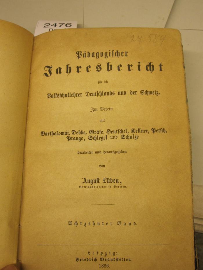  Pädagogischer Jahresbericht für die Volksschullehrer Deutschlands und der Schweiz (1866)