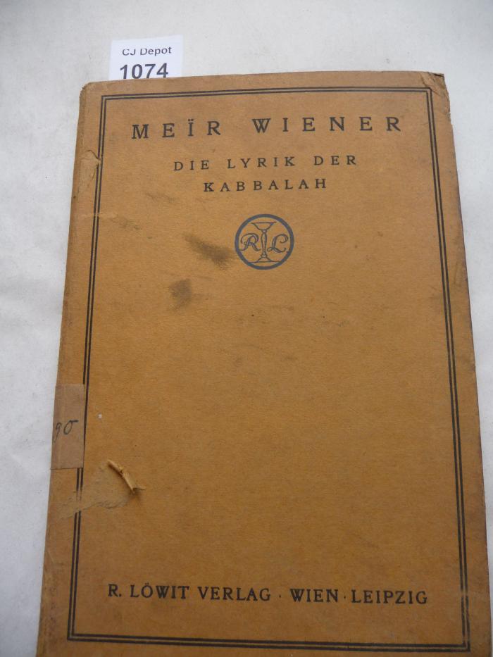 Die Lyrik der Kabbalah. Eine Anthologie. (1920)