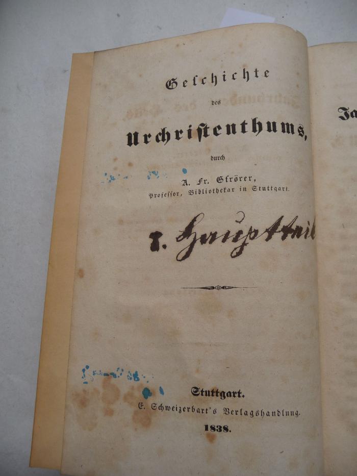  Geschichte des Urchristenthums. Das Jahrhundert des Heils. (1838)