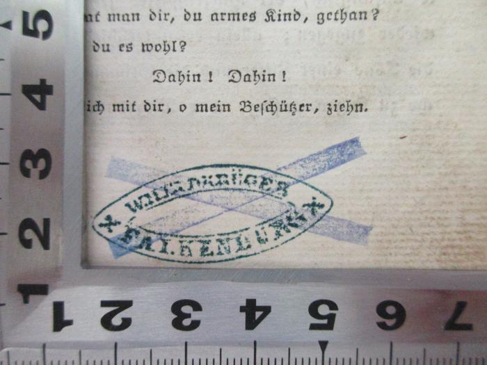 38/72/15193(9)-2 : Wilhelm Meisters Lehrjahre (1795);- (W. Heidkrüger), Stempel: Name; 'WI[?]KRÜGER FA.I.KENBU[?]X'. 