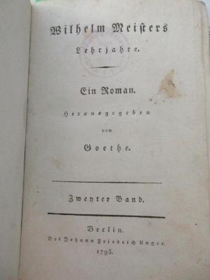 38/72/15193(9)-2 : Wilhelm Meisters Lehrjahre (1795)