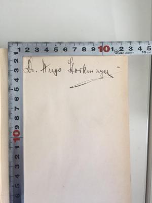 - (Storkmayer, Hugo), Von Hand: Monogramm; 'Dr. Hugo Storkmayer'. 