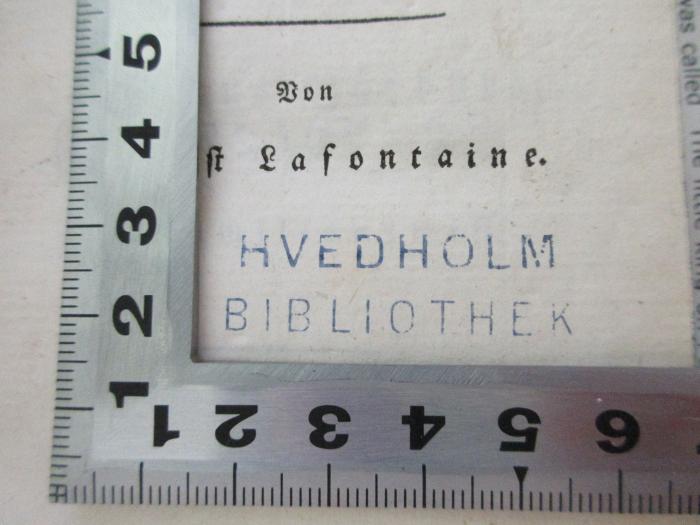 38/70/2906(0) : Das Haus Bärburg oder der Familienzwist (1805);- (Hvedholm Bibliothek), Stempel: Name, -; 'Hvedholm Bibliothek'. 