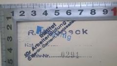 - (Karl-Marx-Haus), Stempel: Autogramm, Exemplarnummer; 'R. Heubeck
Archiv-Nr. 0291'. 