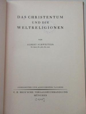 1 B 97&lt;17&gt; : Das Christentum und die Weltreligionen ([1944])