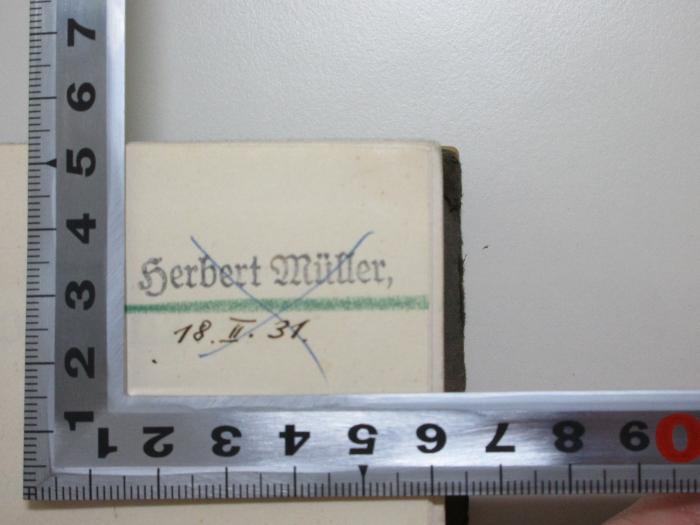 
1 B 145&lt;5&gt; : Handkonkordanz zum griechischen Neuen Testament  (1923);- (Müller, Herbert), Stempel: Autogramm; 'Herbert Müller,
[handschriftlich] 18.II.31.'. 