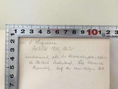 - (Lietzmann, H.), Von Hand: Notiz; 'rei. H. Lietzmann 
Zsf NTW 1936, Bd 35 
anerkennend, aber die Wissenschaftlichkeit 
der Methode bestreitend. Sehr lehrreiche 
Besprechung, trotz der vorsichtigen Art.'. ;1 B 120 : Hellas im Evangelium (1936)