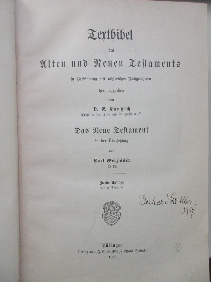 1 B 11&lt;2&gt; : Textbibel des Alten und Neuen Testaments (1906)