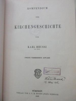 
1 B 140&lt;2&gt; : Kompendium der Kirchengeschichte (1910)