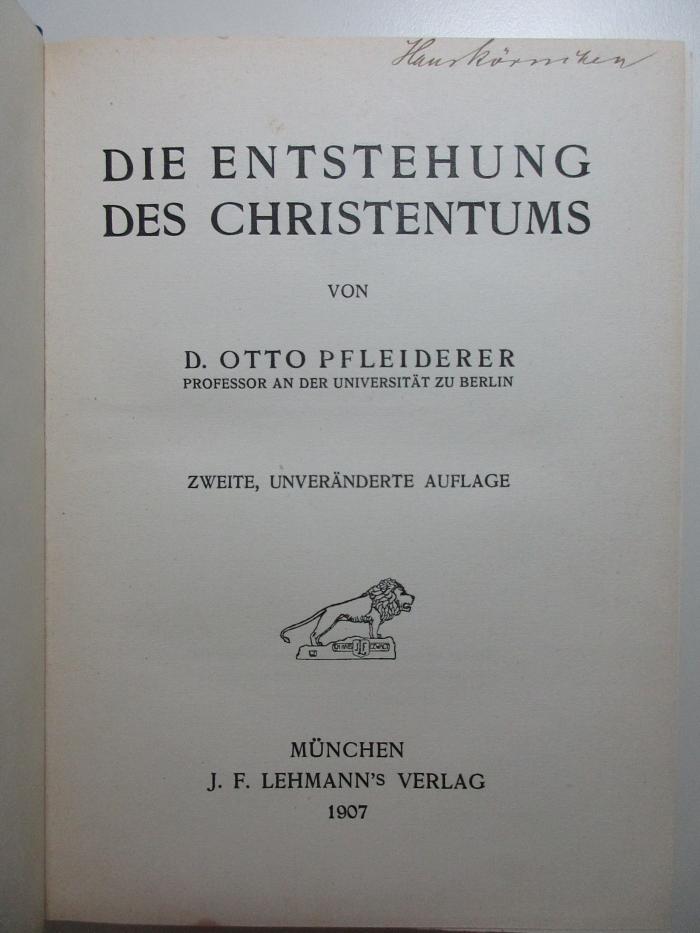 1 B 102&lt;2&gt; : Die Entstehung des Christentums (1907)