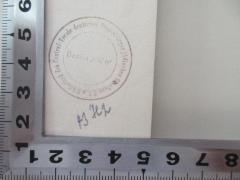 - (Bibliothek des Jüdischen Central-Vereins E.V.), Stempel: Name, Ortsangabe; 'Bibliothek des Central-Verein deutscher Staatsbürger jüdischen Glaubens E.V.
Berlin SW 6[?]
43 H2 [handschriftlich]'. 