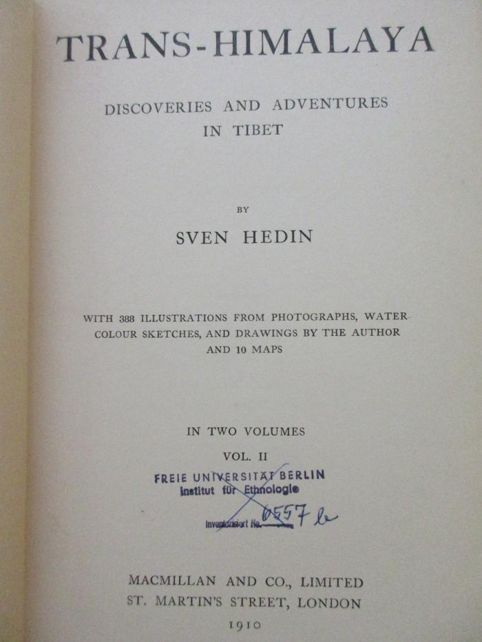 II 6557b : Trans-Himalaya : discoveries and adventures in Tibet (1910)