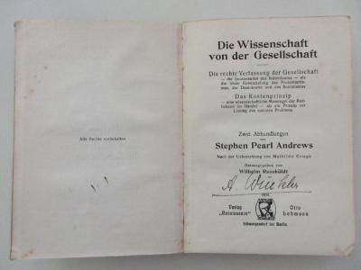 
1 D 111 : Die Wissenschaft von der Gesellschaft : 2 Abhandlungen (1907)
