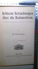 C /KOM 1 : Kritische Betrachtungen über die Bodenreform (1907)