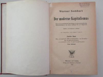 1 D 122&lt;5&gt;-2,1 : Das europäische Wirtschaftsleben im Zeitalter des Frühkapitalismus vornehmlich im 16., 17. und 18. Jahrhundert (1922)