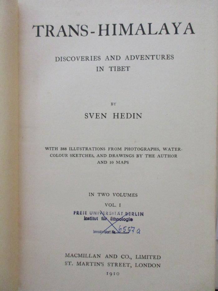 II 6557a : Trans-Himalaya: discoveries and adventures in Tibet (1910)