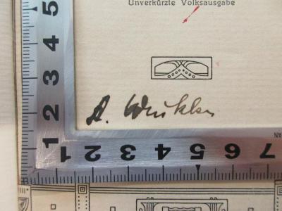 - (Winkler, A.), Von Hand: Autogramm; 'A. Winkler'. ;1 D 128 : Gegenseitige Hilfe in der Tier- und Menschenwelt : Autorisierte deutsche Ausgabe (1908)