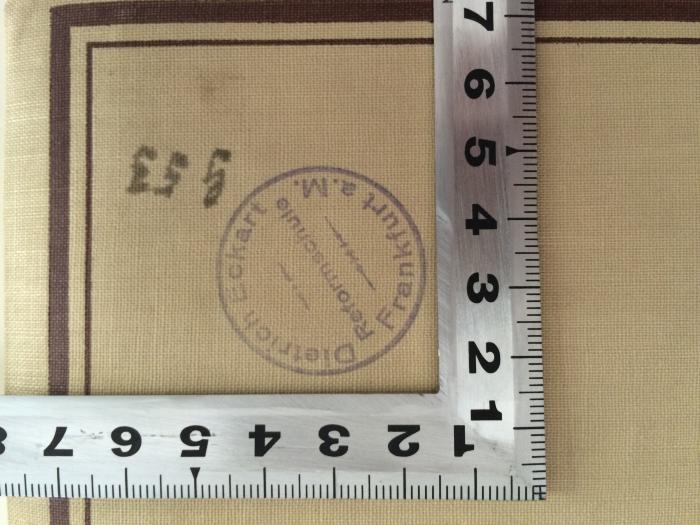 - (Friedrich-Ebert-Schule Frankfurt am Main), Stempel: Name, Berufsangabe/Titel/Branche, Ortsangabe; 'Dietrich Eckart Reformschule Frankfurt a. M.'.  (Prototyp);G 1/MOEL 1 : Das dritte Reich (1931)