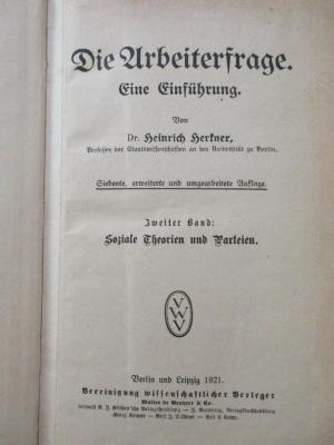1 D 16&lt;7&gt;-2 : Soziale Theorien und Parteien (1921)