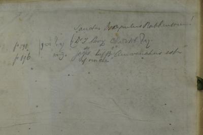 Asch1790 : Lexicon Chaldaicum Talmudicum et Rabbinicum... opus XXX. annorum (1640);- (unbekannt), Von Hand: Name, Notiz; 'Santus Discupulus Rabbenorum!
fo 598 קדוש דכרן Dr. J. Levy Chald[...] קדוש
do
fo 896 ציידא Jager Luf. B. Qurvenatus  est "
of renche"'. 