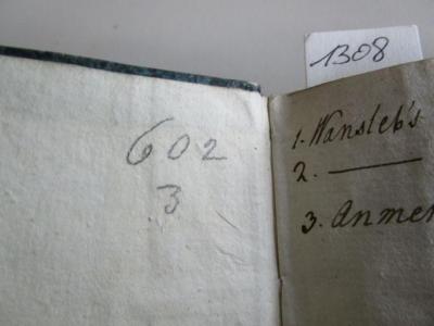  Bisher ungedruckte Beschreibung von Aegypten im Jahr 1664 (1794);- (Jüdisch-Theologisches Seminar Fraenckel'scher Stiftung (Breslau) ), Von Hand: Signatur, Nummer; '602 3'. 