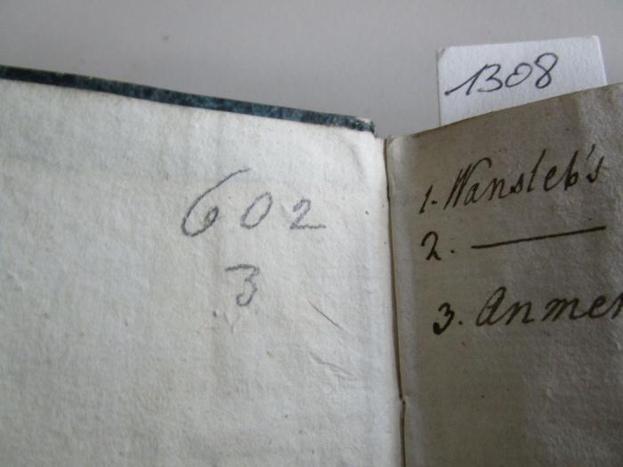  Bisher ungedruckte Beschreibung von Aegypten im Jahr 1664 (1794);- (Jüdisch-Theologisches Seminar Fraenckel'scher Stiftung (Breslau) ), Von Hand: Signatur, Nummer; '602 3'. 