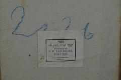 - (Joachimsthal, J.L. ;van Biema, N. H. ), Etikett: Buchhändler, Name, Datum; 'מספרי
יעקב נפתלי הירץ לוי
Versteigerung
N.H. van Biema.
Adar I 5665
J.L. Joachimsthal,
Amsterdam

[Februar 1905]'. 