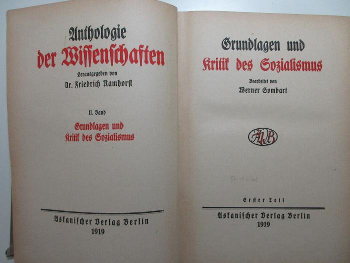
1 D 186<a>-2,1 : Grundlagen und Kritik des Sozialismus (1919)</a>