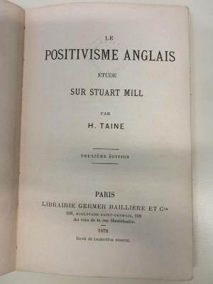 1 D 182&lt;2&gt; : Le positivisme anglais : étude sur Stuart Mill (1878)