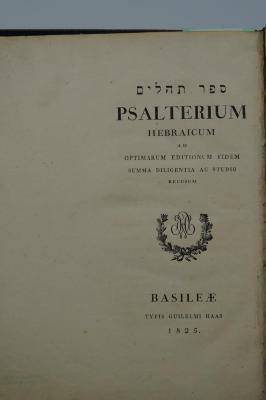 Asch1822 : ספר תהלים = Psalterium Hebraicum

 (1825)