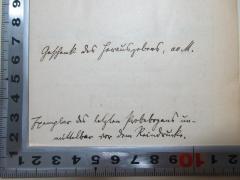 - (Akademisch-Philosophischer Verein Leipzig), Von Hand: Notiz; 'Geschenk des Herausgebers, [?] M.

Exemplar der letzten Probebogens unmittelbar von dem Reindruck.'. 