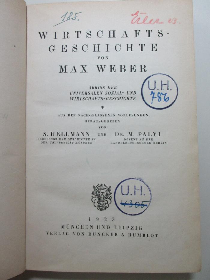 
1 D 29 : Wirtschaftsgeschichte : Abriß der universalen Sozial- und Wirtschaftsgeschichte : aus den nachgelassenen Vorlesungen (1923)