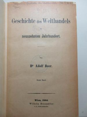 1 D 205&lt;*&gt;-3 : Geschichte des Welthandels im neunzehnten Jahrhundert (1884)