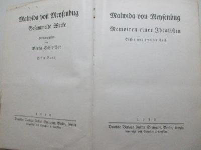 
1 D 221-1 : Memoiren einer Idealistin (1922)