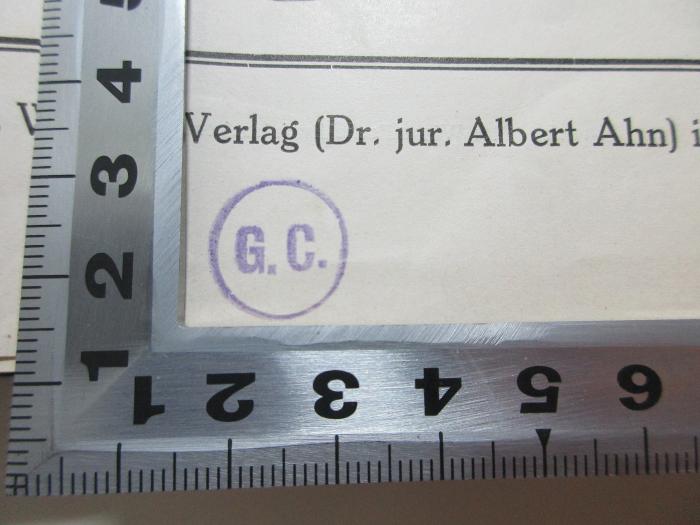 38/81/514(7)-1.1914/15 : Zeitschrift für Sexualwissenschaft (1914/1915);-, Stempel: Initiale; 'G.C.'