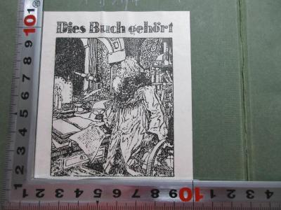 1 D 294<2> : Die Geschichte des britischen Trade Unionismus (1906);-, Etikett: Exlibris, Abbildung; 'Dieses Buch gehört'