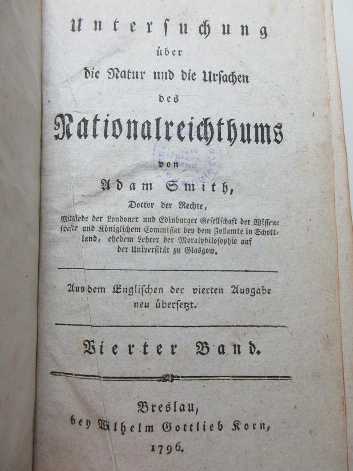 
1 D 307-4 : Untersuchung über die Natur und die Ursachen des Nationalreichthums (1796)