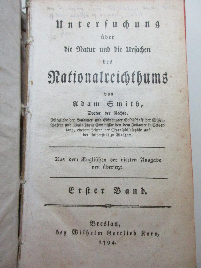 
1 D 307-1 : Untersuchung über die Natur und die Ursachen des Nationalreichthums (1794)