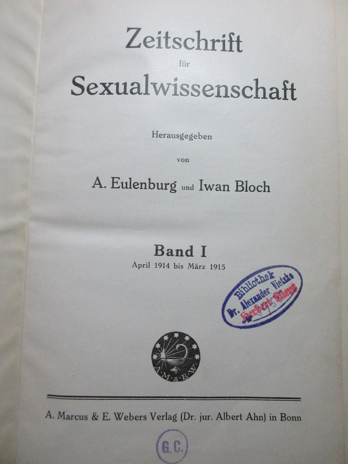 38/81/514(7)-1.1914/15 : Zeitschrift für Sexualwissenschaft (1914/1915)