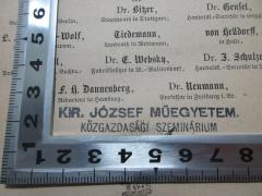 - (Müegyetem, Jozsef), Stempel: Name; 'Kir. Jozsef Müegyetem.
Közgazdasagi Szeminarium'. 