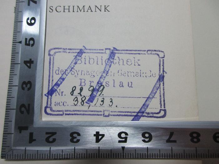 38/80/41264(6) : Epochen der Naturforschung : Leonardo, Kepler, Faraday (1930);- (Bibliothek der Synagogen-Gemeinde zu Breslau), Stempel: Name, Ortsangabe, Exemplarnummer; 'Bibliothek der Synagogen-Gemeinde 
Breslau
Nr. 8299 [handschriftlich]
acc. 38,133. [handschriftlich]'. 