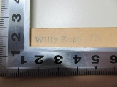 1 D 337 : Die Kommunistische Internationale : (Manifest, Leitsätze und Beschlüsse des Moskauer Kongresses, 2. - 6. März 1919) (1919);- (Kopp, Willy ), Stempel: Name; 'Willy Kopp. /13[handschriftlich]'. 