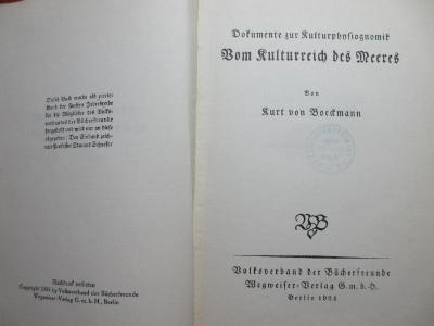 38/80/41263(4) : Vom Kulturreich des Meeres
Dokumente zur Kulturphysiognomik (1924)