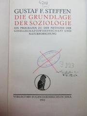 
1 D 291<a> : Die Grundlage der Soziologie : ein Programm zu der Methode der Gesellschaftswissenschaft und Naturforschung (1912)</a>